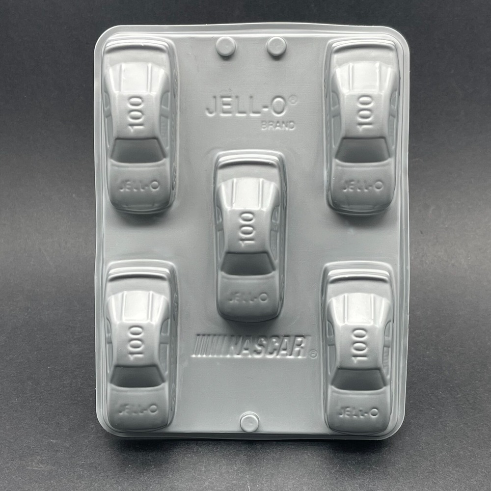 Jell-O NASCAR Jigglers Shots Molds Makes 5 Cars Gray Plastic 1/64 Scale (3"Long)